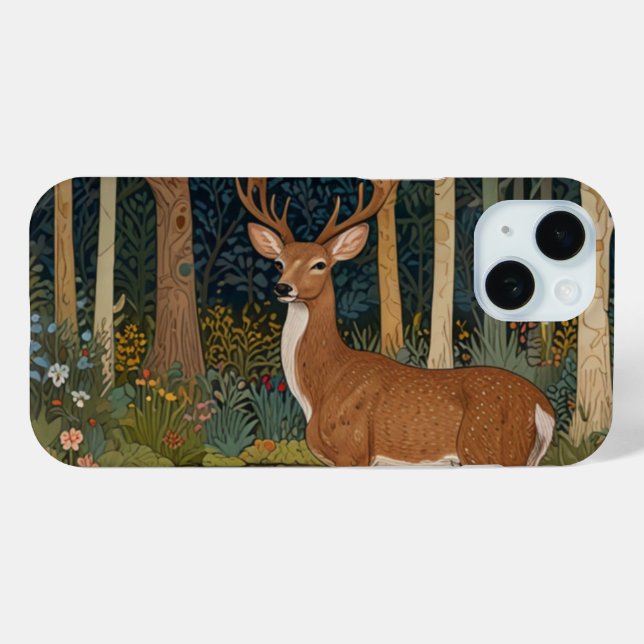 Eleganter ländlicher Hirsch Boho Wald Forstgrün Case-Mate iPhone Hülle (Rückseite (Horizontal))