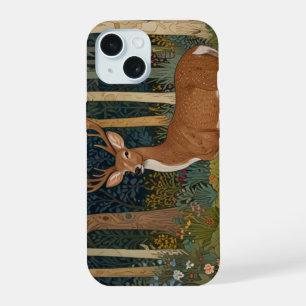 Eleganter ländlicher Hirsch Boho Wald Forstgrün iPhone 15 Hülle