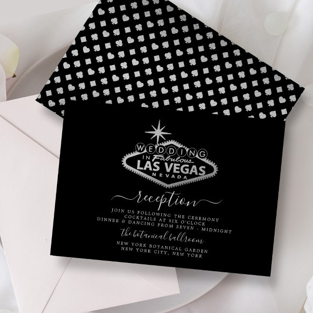 Eleganter Las Vegas Hochzeit in Urlaubsort Empfang Begleitkarte (Von Creator hochgeladen)
