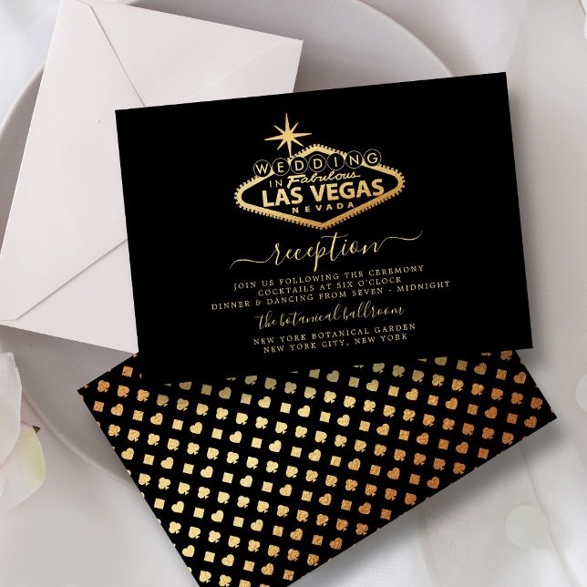 Eleganter Las Vegas Hochzeit in Urlaubsort Empfang Begleitkarte (Von Creator hochgeladen)