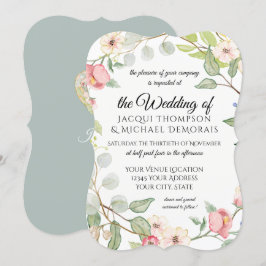 Eleganter Laub-silberner Salbeiwatercolor-wilde Einladung