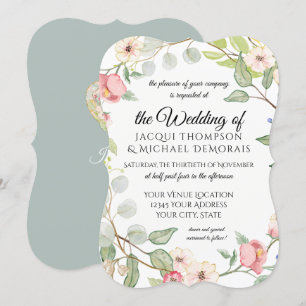 Eleganter Laub-silberner Salbeiwatercolor-wilde Einladung