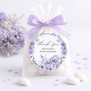 Eleganter Lavendel-Blumen-Baby-Party-Aufkleber Runder Aufkleber