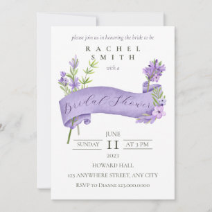 Eleganter Lavendel Bridal Dusche Einladung