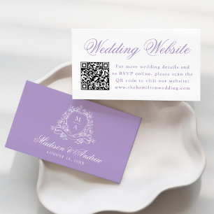 Eleganter Lavendel-Kamm-Hochzeits-Website-QR-Code Begleitkarte