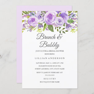 Eleganter Lavendel Rose Brunch und Bubbly Einladung