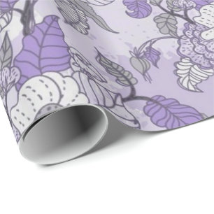 Eleganter Lavendel u. weißes BlumenPackpapier Geschenkpapier