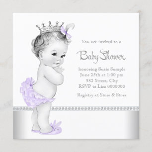 Eleganter Lavendel und Silver Baby Dusche Einladung