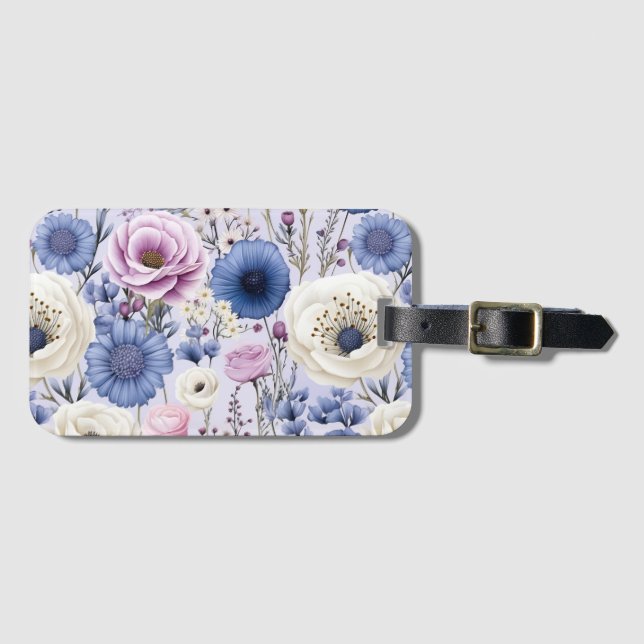 Eleganter Lavender Blauer Blumengarten Blumen Gepäckanhänger (Vorderseite (Horizontal))