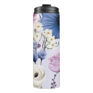 Eleganter Lavender Blauer Blumengarten Blumen Thermosbecher