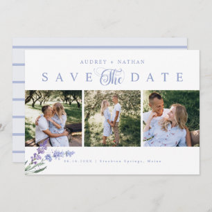 Eleganter Lavender Blume 3 Foto QR Code Save The Date
