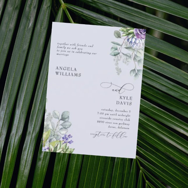 Eleganter Lavender Botanische Hochzeitsempfang Einladung (Von Creator hochgeladen)