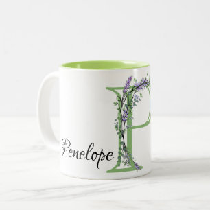 Eleganter Lavender Eucalyptus mit Monogramm Buchst Zweifarbige Tasse