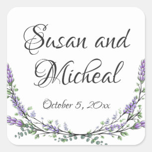 Eleganter Lavender Eukalyptus botanisch Quadratischer Aufkleber