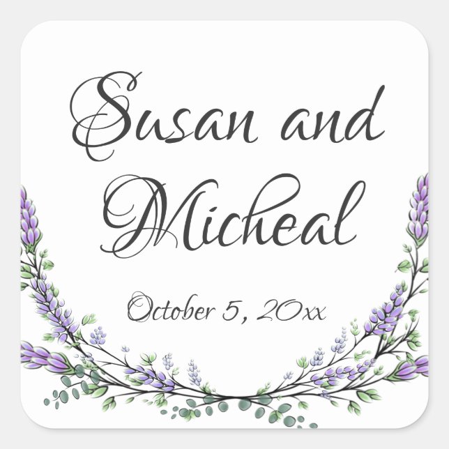 Eleganter Lavender Eukalyptus botanisch Quadratischer Aufkleber (Vorderseite)