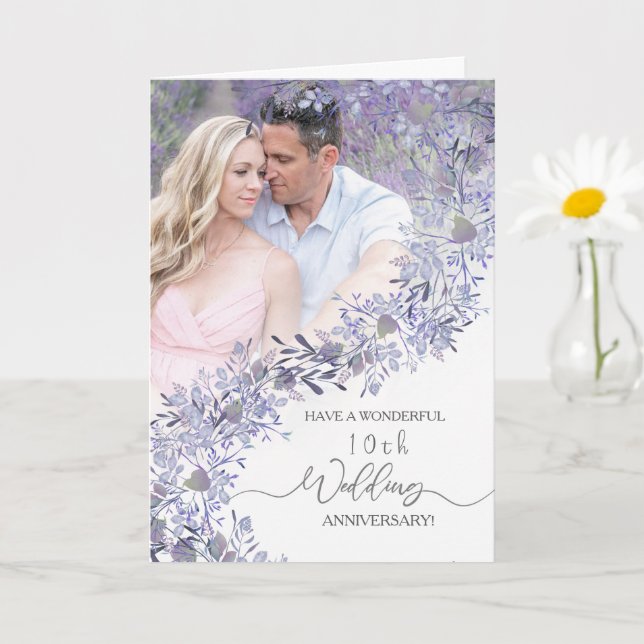 Eleganter Lavender Floral Hochzeitstag Karte (Kleine Pflanze)