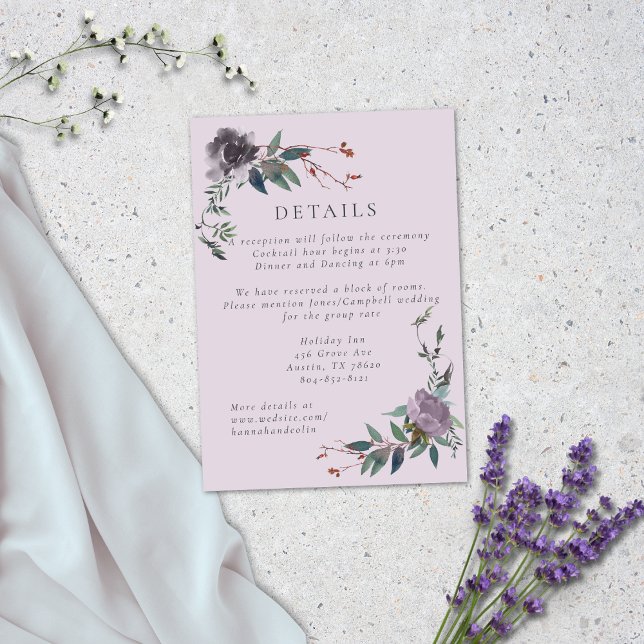 Eleganter Lavender Lila Botanischer Garten Begleitkarte (Von Creator hochgeladen)