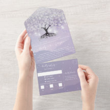 Eleganter Lavender Lila Heart Leaf Tree Wedding