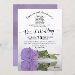 Eleganter Lavender Lila Rose Virtual Wedding Einladung