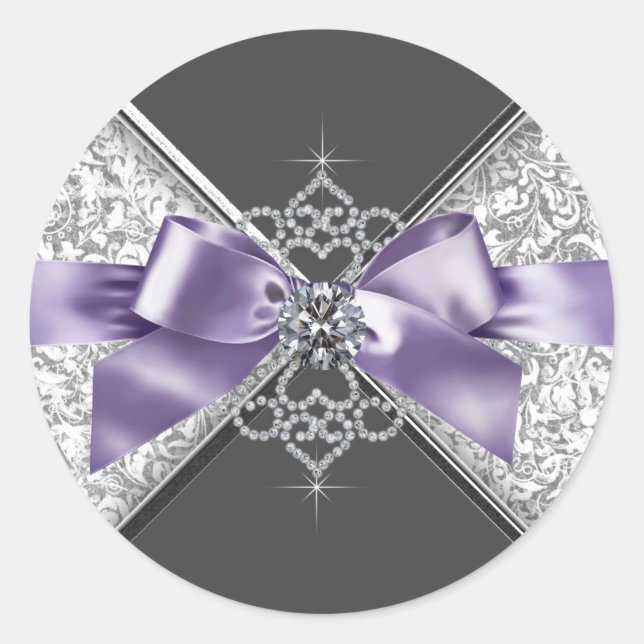 Eleganter Lavender Lila White Diamonds Sticker (Vorderseite)