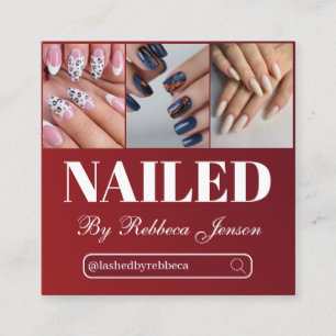 Eleganter Lavender Nail Artist Foto Collage QR Cod Quadratische Visitenkarte