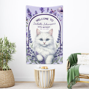 Eleganter Lavender und Katze zum Geburtstag Banner