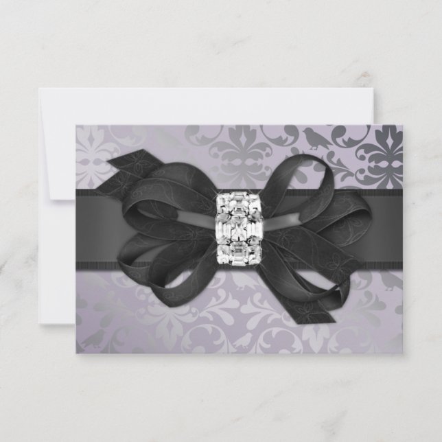 Eleganter Lavender und Silver UAWG mit Bow RSVP Karte (Vorderseite)