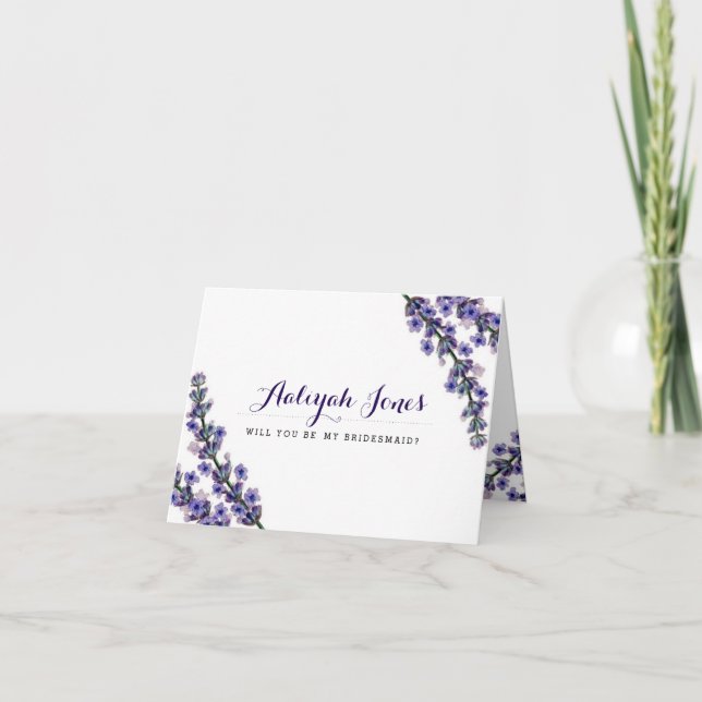 Eleganter Lavender wird meine Bridesmaid-Karte sei Einladung (Vorderseite)