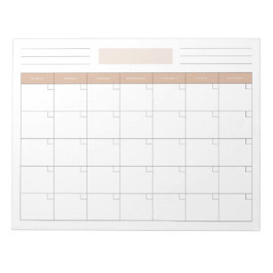 Eleganter leerer monatlicher Kalenderplaner Notepa Notizblock