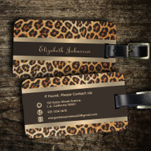 Eleganter Leopard Animal Print Brown & Gold Streif
