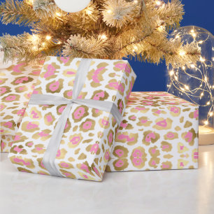 Eleganter Leopard bedrucken Goldfolie pink weiß gü Geschenkpapier