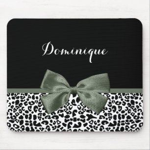 Eleganter Leopard druckt dunkelgrünes Band mit Nam Mousepad