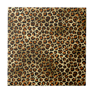 Eleganter Leopard-Tierdruck aus Kupfer und Gold Fliese