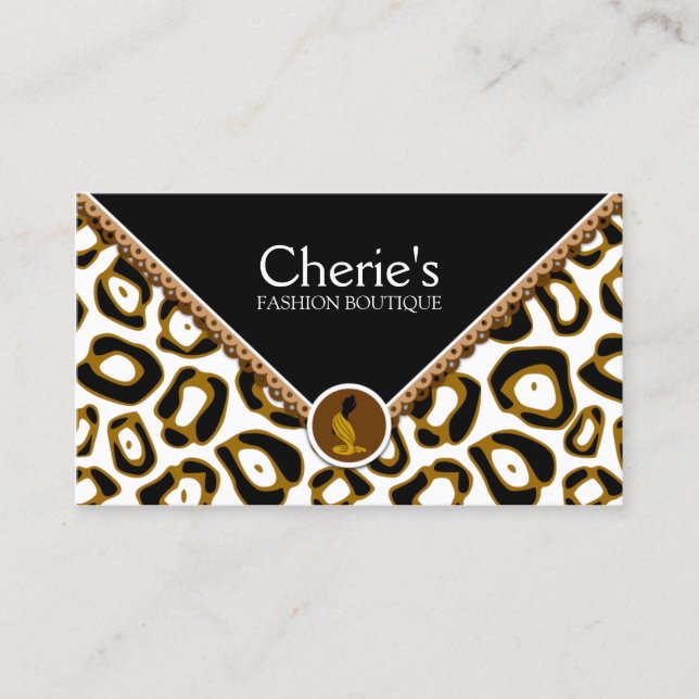 Eleganter Leopard und Spitze Visitenkarte (Vorderseite)