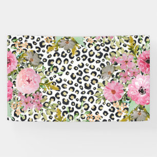 Eleganter Leopardenprint und Blumendesign Banner