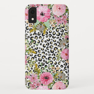 Eleganter Leopardenprint und Blumendesign Case-Mate iPhone Hülle