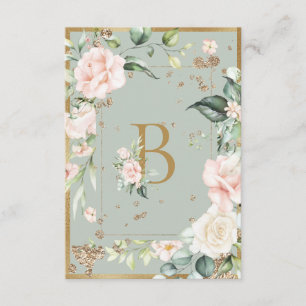 Eleganter Letter B Monogram Aquarellfarbene Rosen Dankeskarte