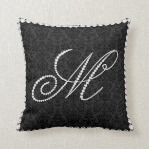 Eleganter Letter M Sparkling Diamonds - Monogram Kissen