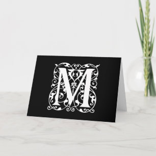 Eleganter Letter M White auf schwarzem Monogramm
