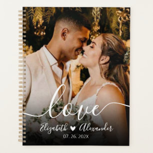 Eleganter Liebe Script Foto Hochzeitsplaner Planer
