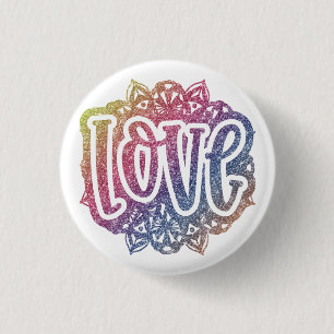 Eleganter Liebe Zitat Glitzer Sparkle Romance Button