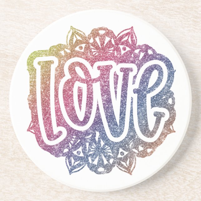 Eleganter Liebe Zitat Glitzer Sparkle Romance Getränkeuntersetzer (Vorne)