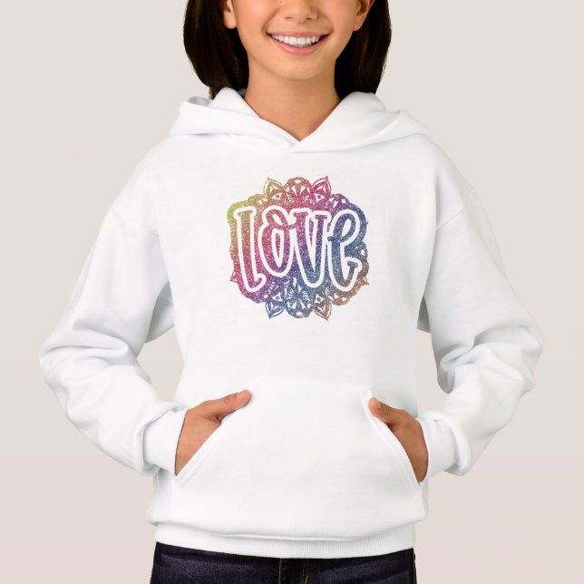 Eleganter Liebe Zitat Glitzer Sparkle Romance Hoodie (Vorderseite)