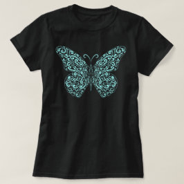 Eleganter Light Blue Blüh Butterfly T - Shirt