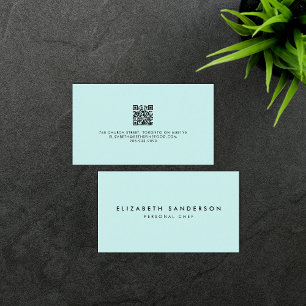 Eleganter Light Cyan Luxury Minimal QR CODE Visitenkarte