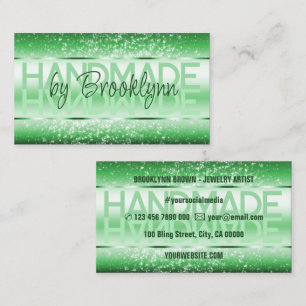 Eleganter Light Green Luxury Sparkle Glitzer Glam Visitenkarte