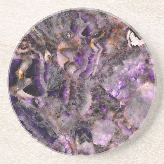Eleganter lila Amethystquartz-Marmorgranit Getränkeuntersetzer (Vorne)