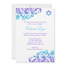 Eleganter Lila Aquamariner Blüh Bat Mitzvah