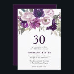 Eleganter Lila Aquarellblumen 30. Geburtstag Einladung<br><div class="desc">Elegante Lila Aquarellblume 30. Geburtstag Einladung Siehe Matching Kollektion in Niche und Nest Store</div>