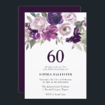 Eleganter Lila Aquarellblumen 60. Geburtstag Einladung<br><div class="desc">Elegante Lila Aquarellblume 60. Geburtstag Einladung Siehe Matching Kollektion in Niche und Nest Store</div>
